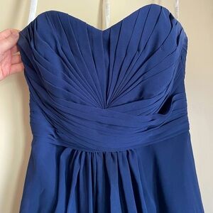 David’s Bridal Strapless Navy Blue dress, size 2.